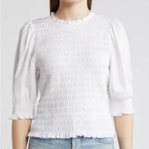 Veronica Beard Langston Smocked Top